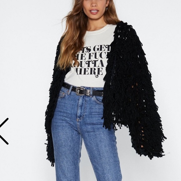 nasty gal shaggy cardigan